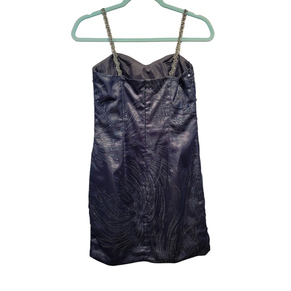 New Year's Eve Party Fairy Glitter Holiday Cobalt Blue Sequin Beads Mini S Dress - Picture 4 of 8